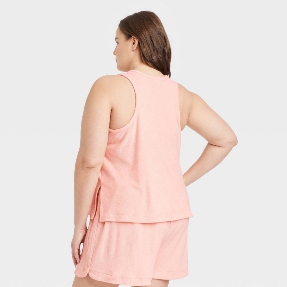 Target a new day terrycloth shorts coral blush pink/peach size 2X plus - Picture 2 of 4